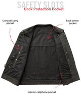 Lowside Men's Perforated Motorcycle Leather Vest - First Manufacturing Company - Flyclothing LLC