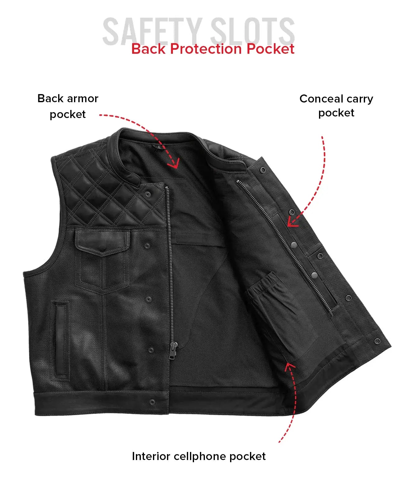 Upside Perforated Men's Club Style Leather Vest - First Manufacturing Company - Flyclothing LLC