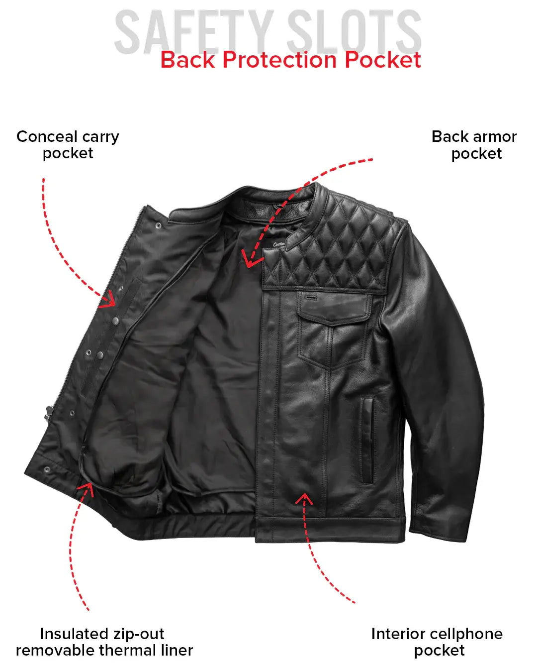 Cinder Men's Cafe Style Leather Jacket - First Manufacturing Company - Flyclothing LLC