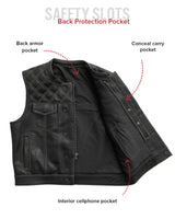 Upside Perforated Men's Club Style Leather Vest - First Manufacturing Company - Flyclothing LLC