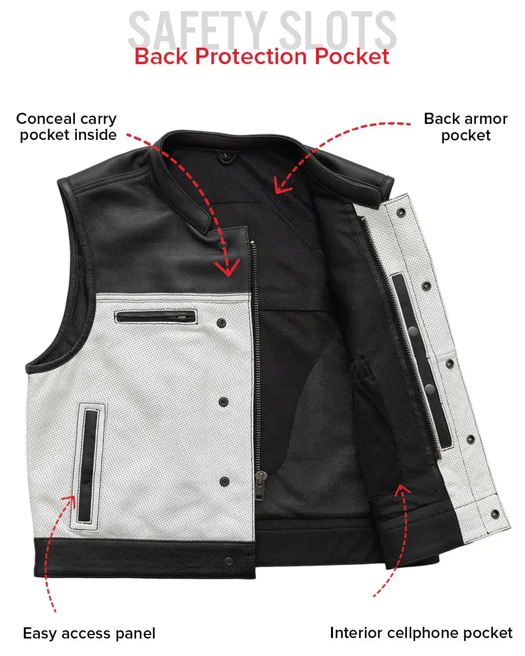 Two Tone Lowrider Perforated Men's Leather Vest - First Manufacturing Company - Flyclothing LLC