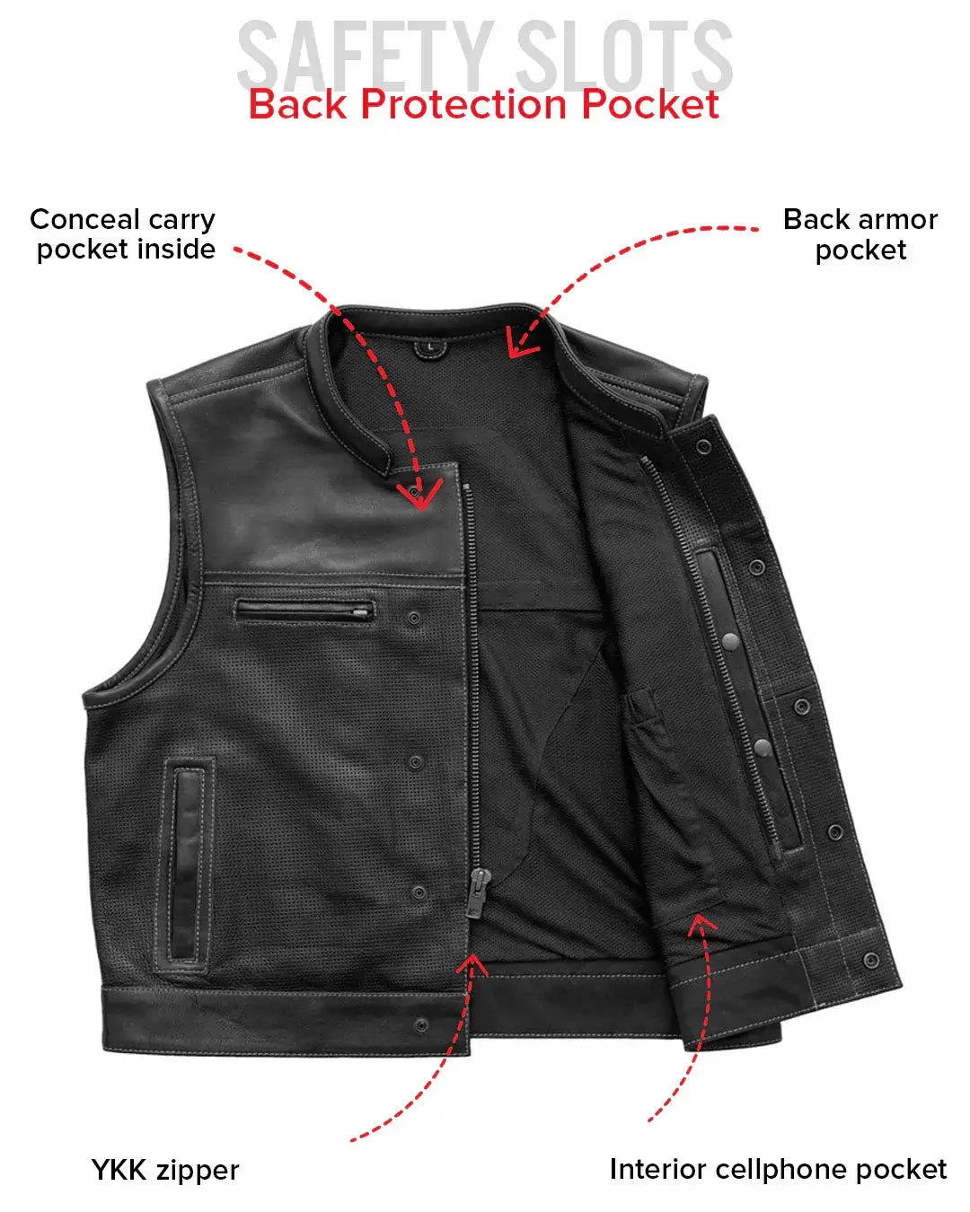 Lowrider Perforated Men's Leather Vest - First Manufacturing Company - Flyclothing LLC