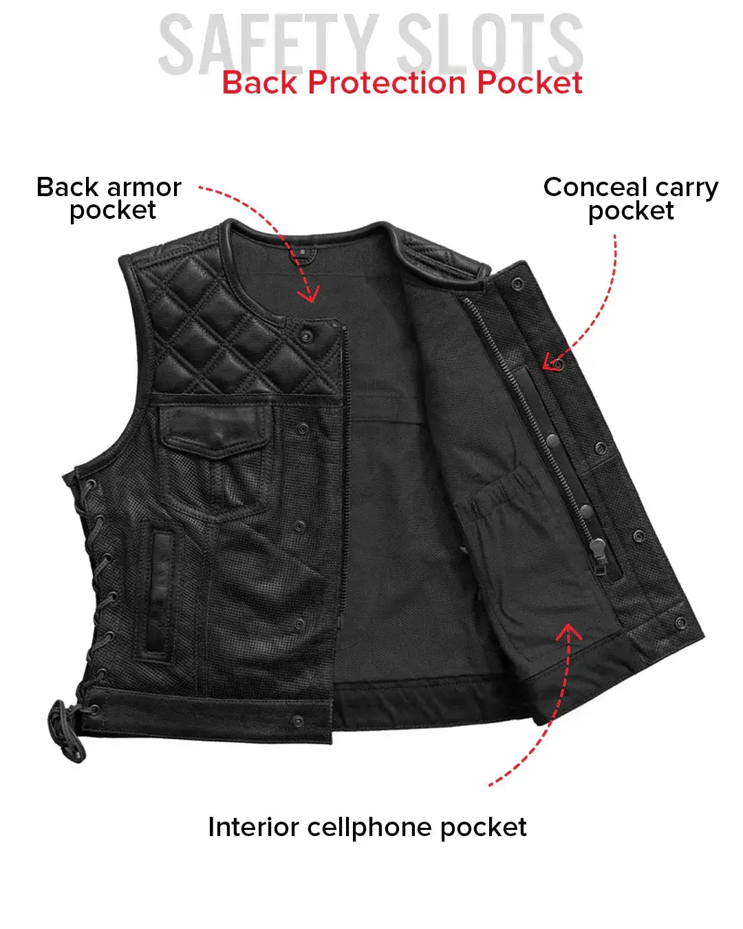 Bonnie Perforated Women's Motorcycle Leather Vest - First Manufacturing Company - Flyclothing LLC