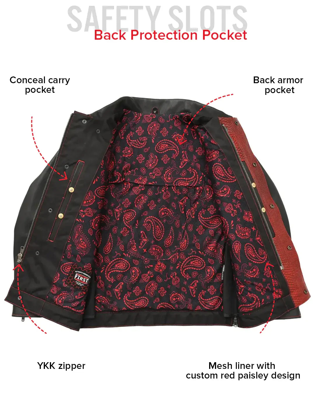 Redstrike Men’s Motorcycle Leather Jacket - First Manufacturing Company - Flyclothing LLC