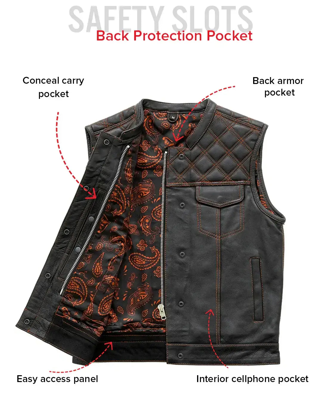 Downside Men's Motorcycle Leather Vest - First Manufacturing Company - Flyclothing LLC