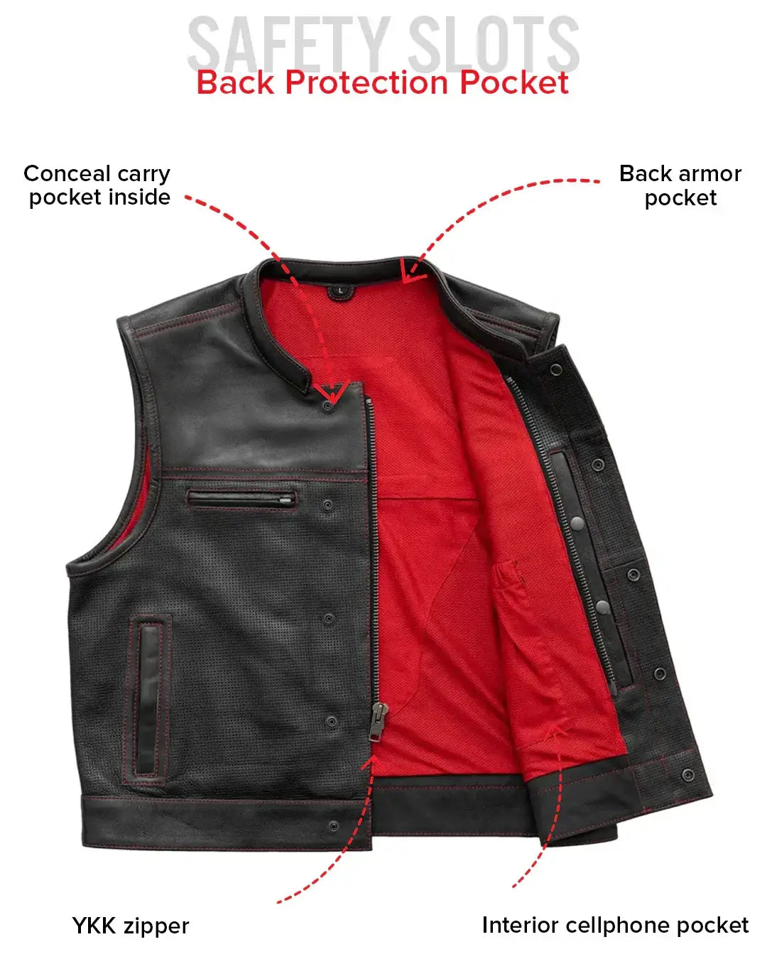 Lowrider Perforated Men's Leather Vest - First Manufacturing Company - Flyclothing LLC