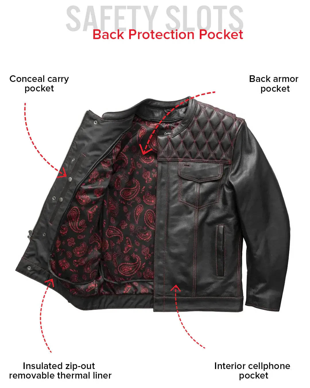 Cinder Men's Cafe Style Leather Jacket - First Manufacturing Company - Flyclothing LLC