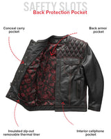 Cinder Men's Cafe Style Leather Jacket - First Manufacturing Company - Flyclothing LLC