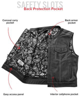 The Club Cut Men's Motorcycle Leather Vest, Multiple Color Options - First Manufacturing Company - Flyclothing LLC
