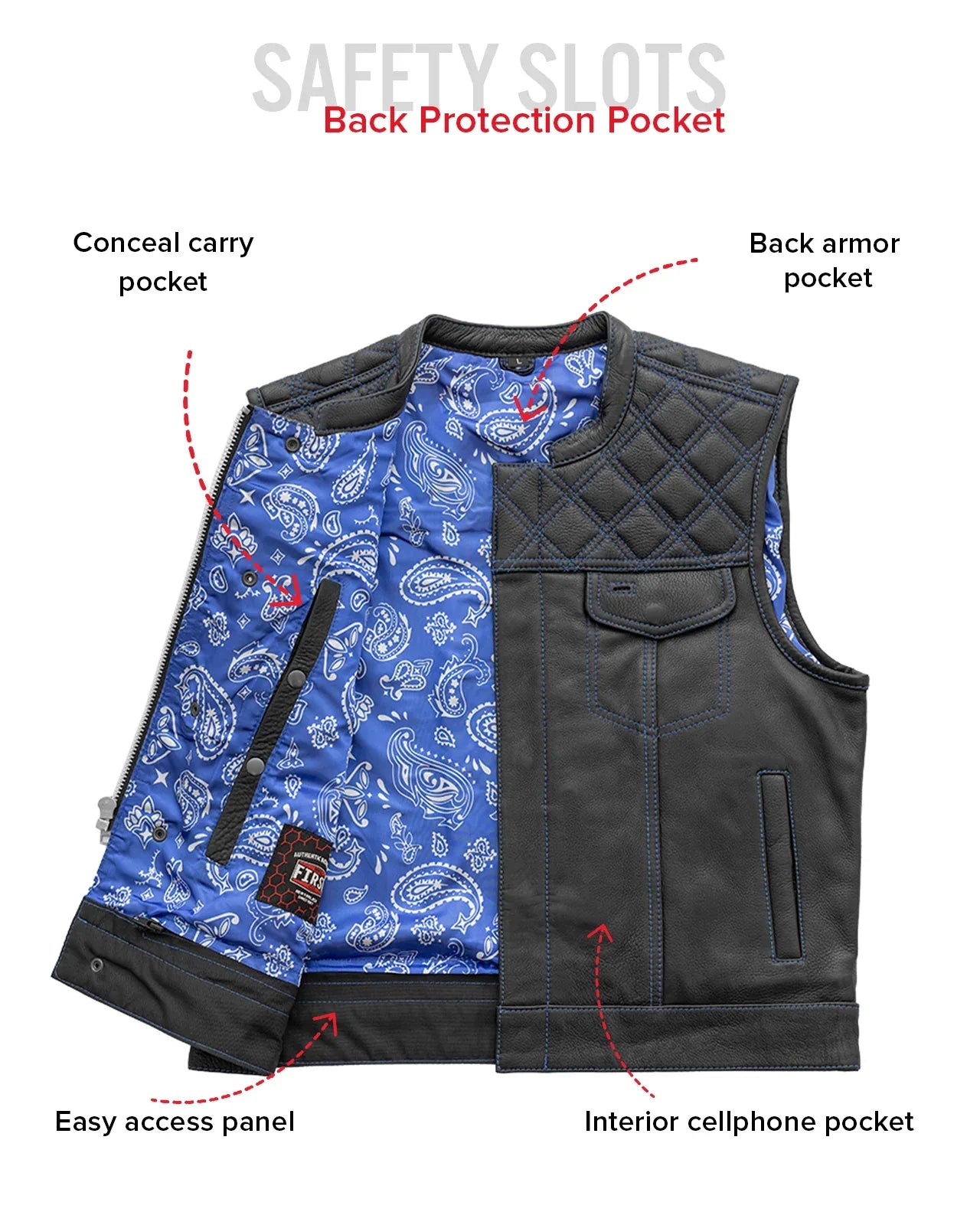 Upside Men's Club Style Leather Vest - First Manufacturing Company - Flyclothing LLC