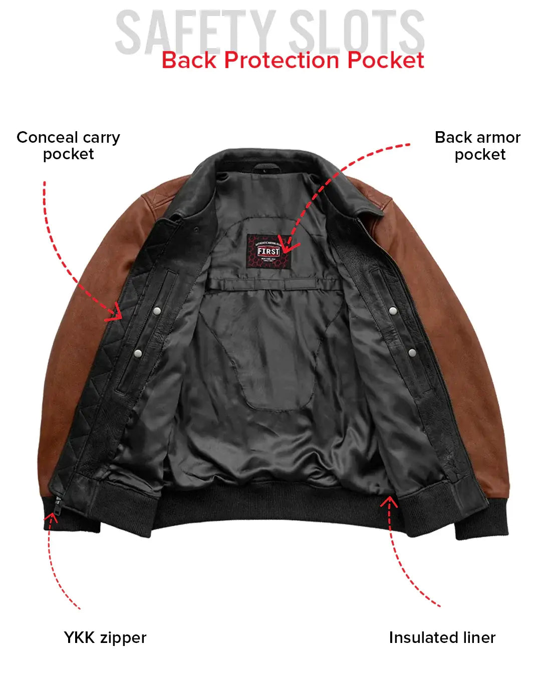 Moto Bomber Two Tone Men's Leather Jacket - First Manufacturing Company - Flyclothing LLC
