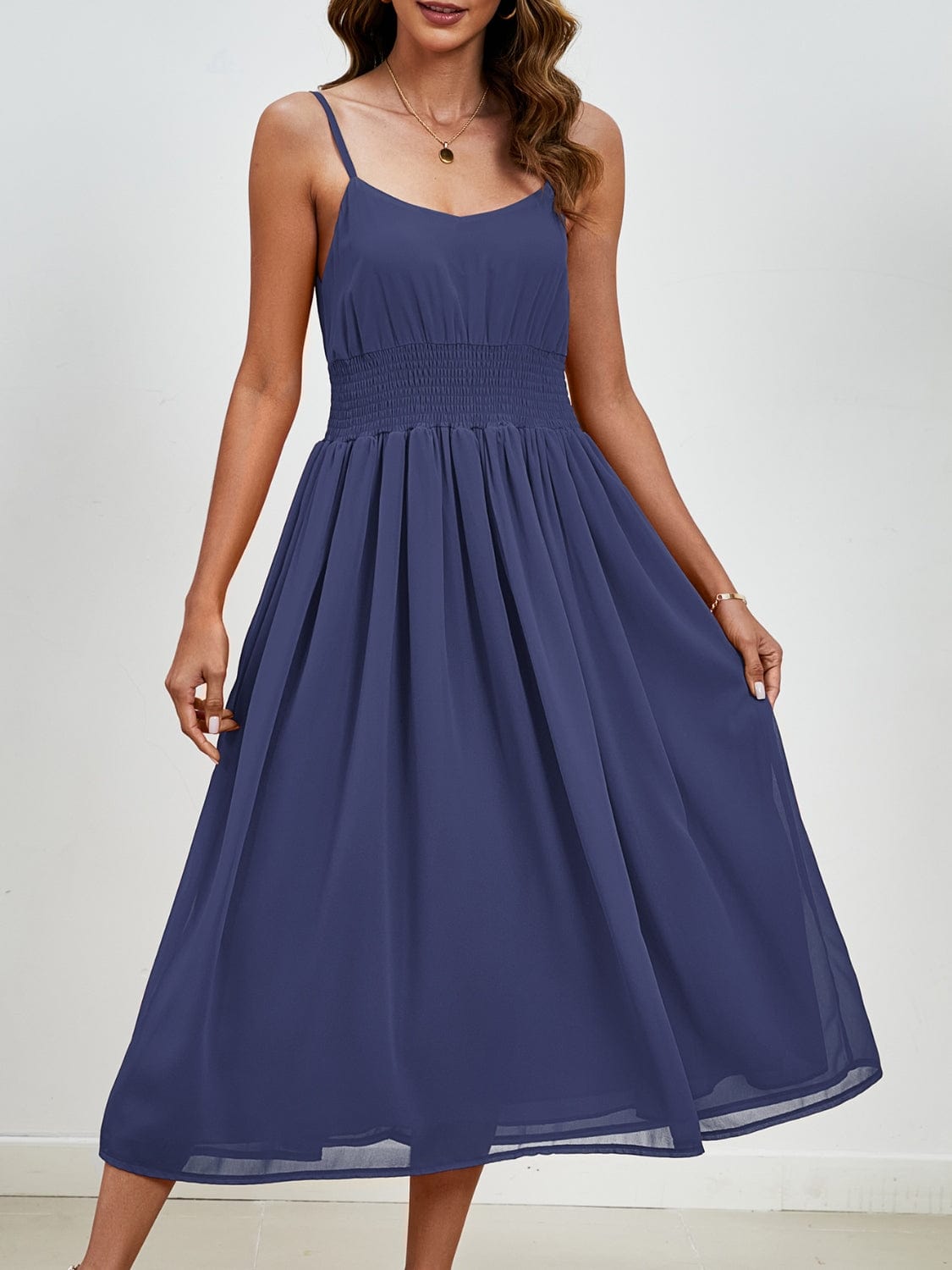 Scoop Neck Midi Cami Dress - Trendsi