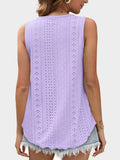 Florira Eyelet Round Neck Tank - Trendsi - Flyclothing LLC