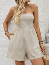 Smocked Back Spaghetti Strap Romper - Trendsi - Flyclothing LLC