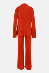 Textured Button Up Collared Neck Top and Pants Set - Trendsi - Flyclothing LLC