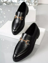 Point Toe Block Heels Loafers - Trendsi - Flyclothing LLC