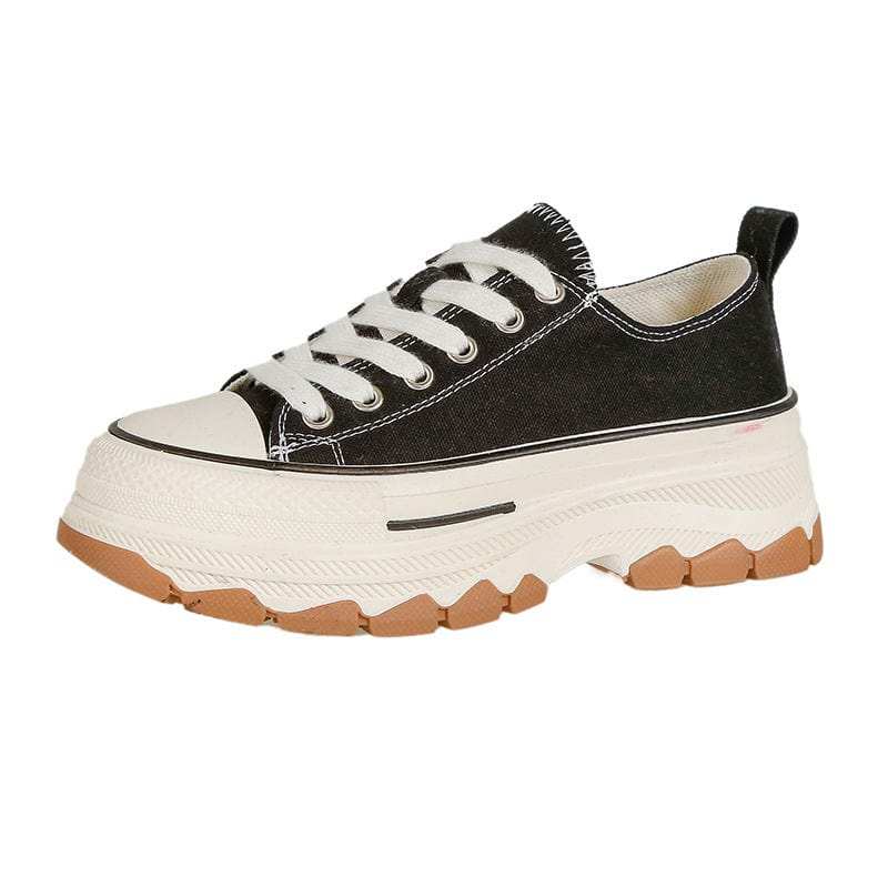 Round Toe Platform Canvas Sneakers - Trendsi - Flyclothing LLC