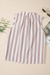 Stripe Button Down Sleeveless Shirt - Trendsi - Flyclothing LLC