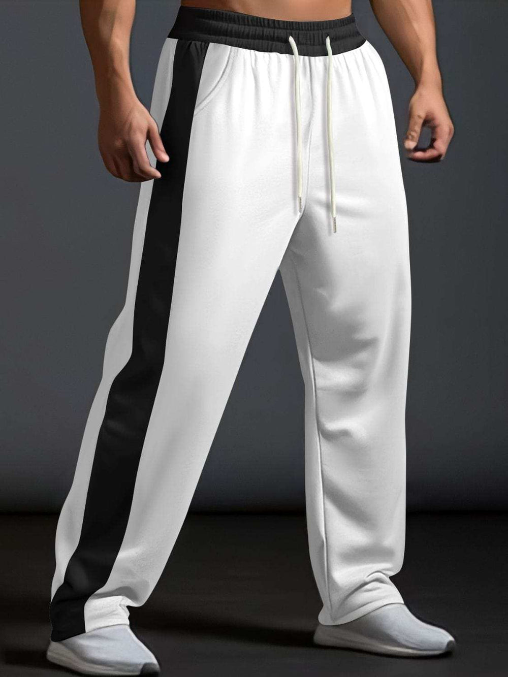 Men's Full Size Drawstring Contrast Wide Leg Pants Plus Size - Trendsi - Flyclothing LLC