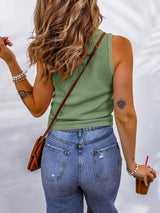 Waffle-Knit Scoop Neck Tank - Trendsi - Flyclothing LLC