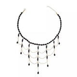 Beaded Choker Necklace with Draping Chains - Trendsi - Flyclothing LLC