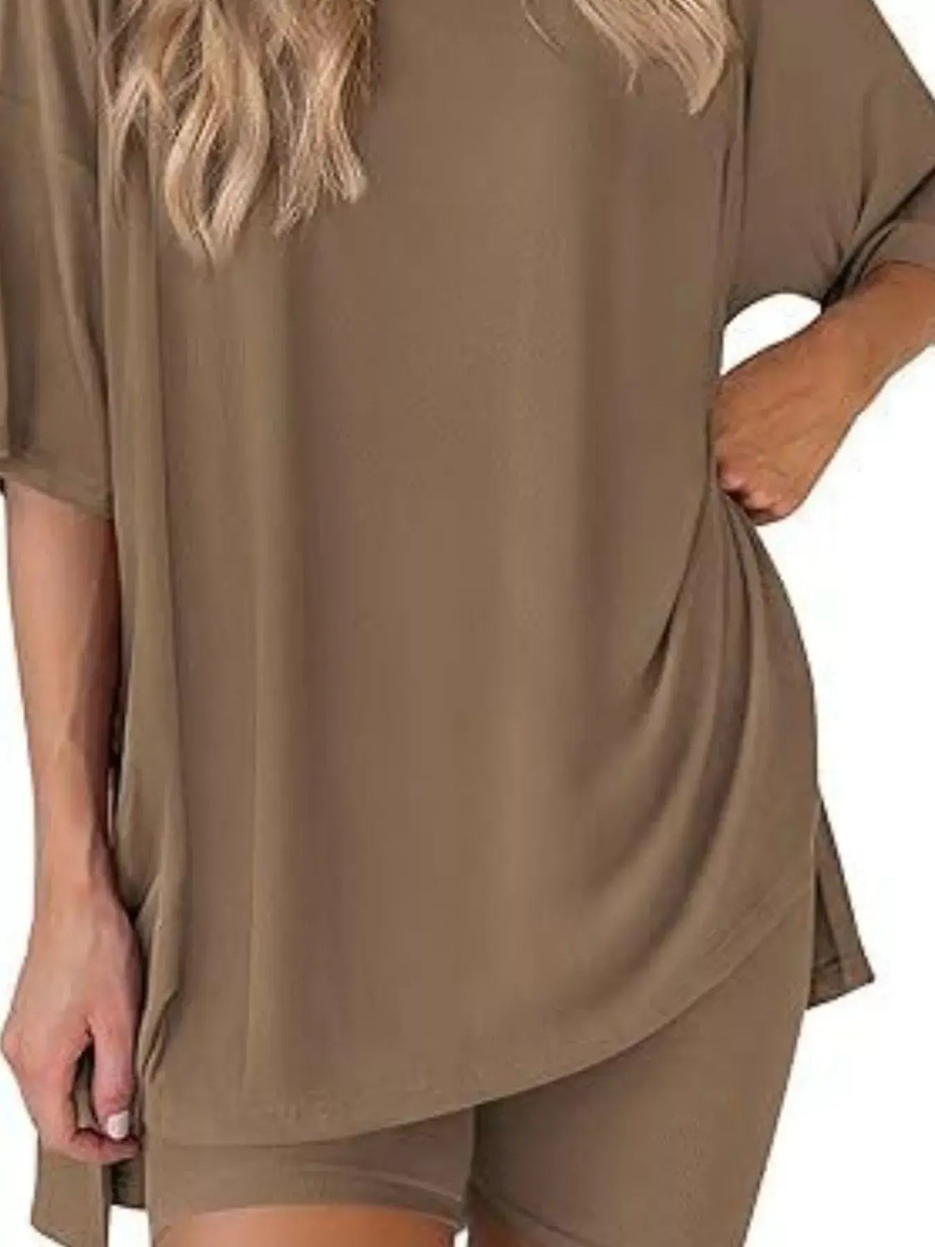 Full Size Half Sleeve T-Shirt and Shorts Set Plus Size - Trendsi - Flyclothing LLC