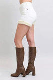 Judy Blue Full Size High Waist Shearling Cuff Denim Shorts Plus Size - Trendsi