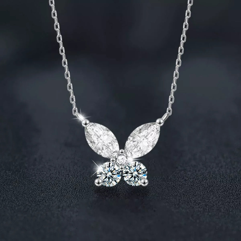 925 Sterling Silver Moissanite Butterfly Necklace - Trendsi - Flyclothing LLC