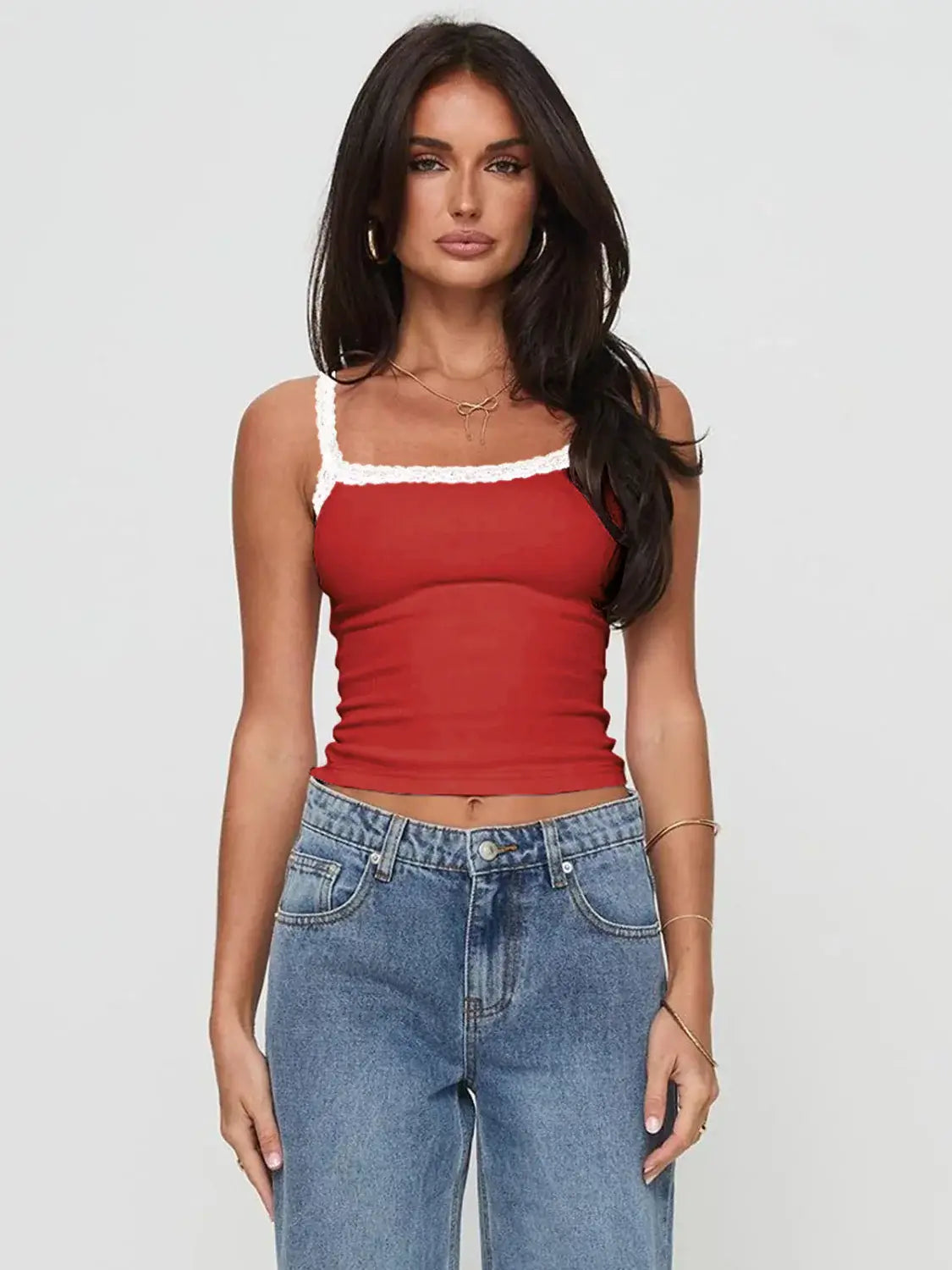 Lace Detail Cropped Cami - Trendsi - Flyclothing LLC