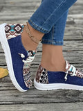 Geometric Lace-Up Round Toe Slip-Ons - Trendsi