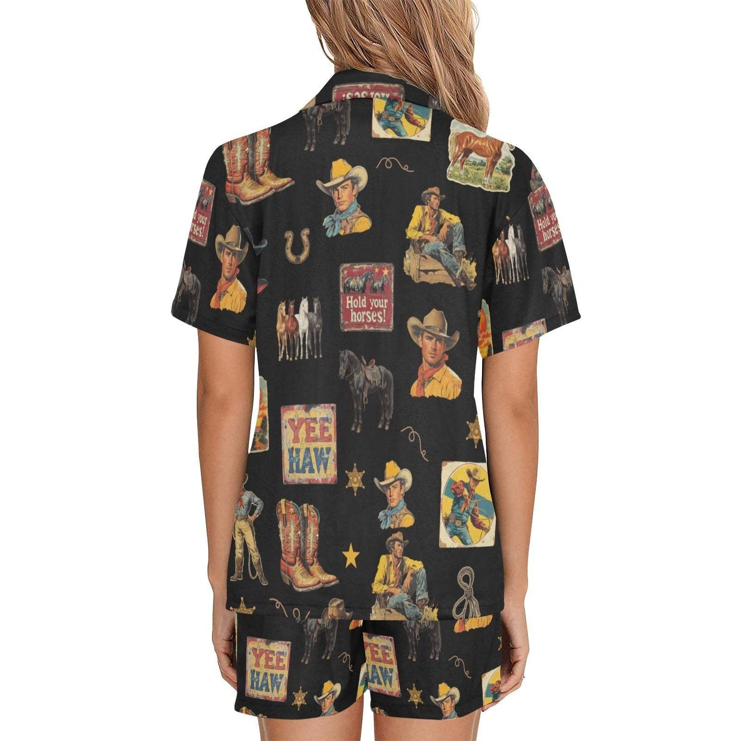 Baha Ranch Vintage Cowboy Collage Western Pajama Set - Baha Ranch Western Wear - Flyclothing LLC