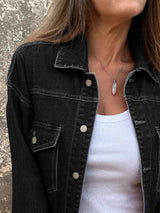 Button Up Long Sleeve Denim Jacket - Trendsi - Flyclothing LLC