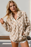 Double Take Checkered Long Sleeve Fuzzy Jacket - Trendsi