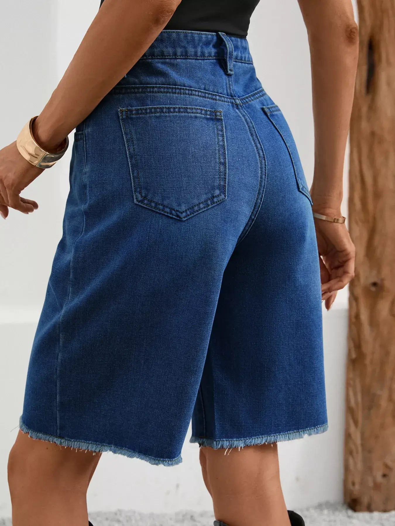 Ripped Frayed Hem Denim Shorts - Trendsi - Flyclothing LLC