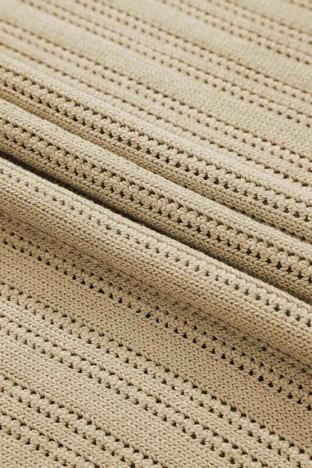 Eyelet Boat Neck Long Sleeve Knit Top - Trendsi - Flyclothing LLC