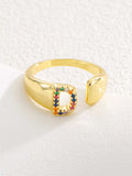 18K Gold-Plated Zircon Letter Ring - Trendsi - Flyclothing LLC