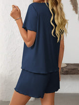 Mandy Round Neck Short Sleeve Top and Shorts Set - Trendsi - Flyclothing LLC