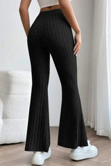 Basic Bae Full Size Ribbed High Waist Flare Pants - ShopBasicbae - Flyclothing LLC