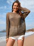 Heart Openwork Long Sleeve Cover-Up - Trendsi
