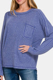 Zenana Full Size Contrast Stitching Brushed Ribbed Hacci Knit Top - Trendsi - Flyclothing LLC