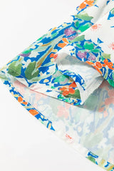 Floral Print Bow Applique Slit Sleeveless Peplum Blouse - Trendsi - Flyclothing LLC