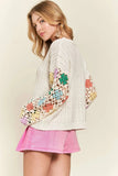 ADORA Multicolor Sleeve Knit Top - Trendsi