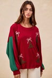 BiBi Christmas Theme Tree Embroidered Sweater - Trendsi - Flyclothing LLC