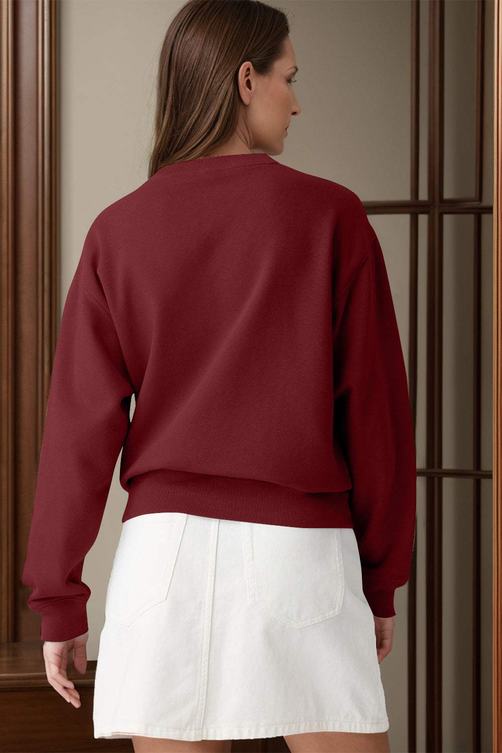 Round Neck Long Sleeve Sweatshirt - Trendsi - Flyclothing LLC