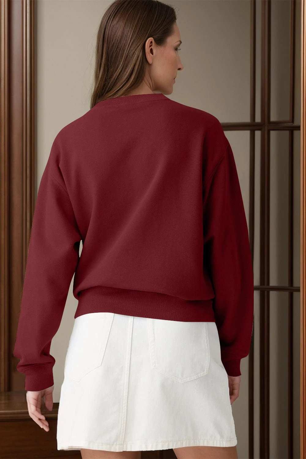 Round Neck Long Sleeve Sweatshirt - Trendsi - Flyclothing LLC