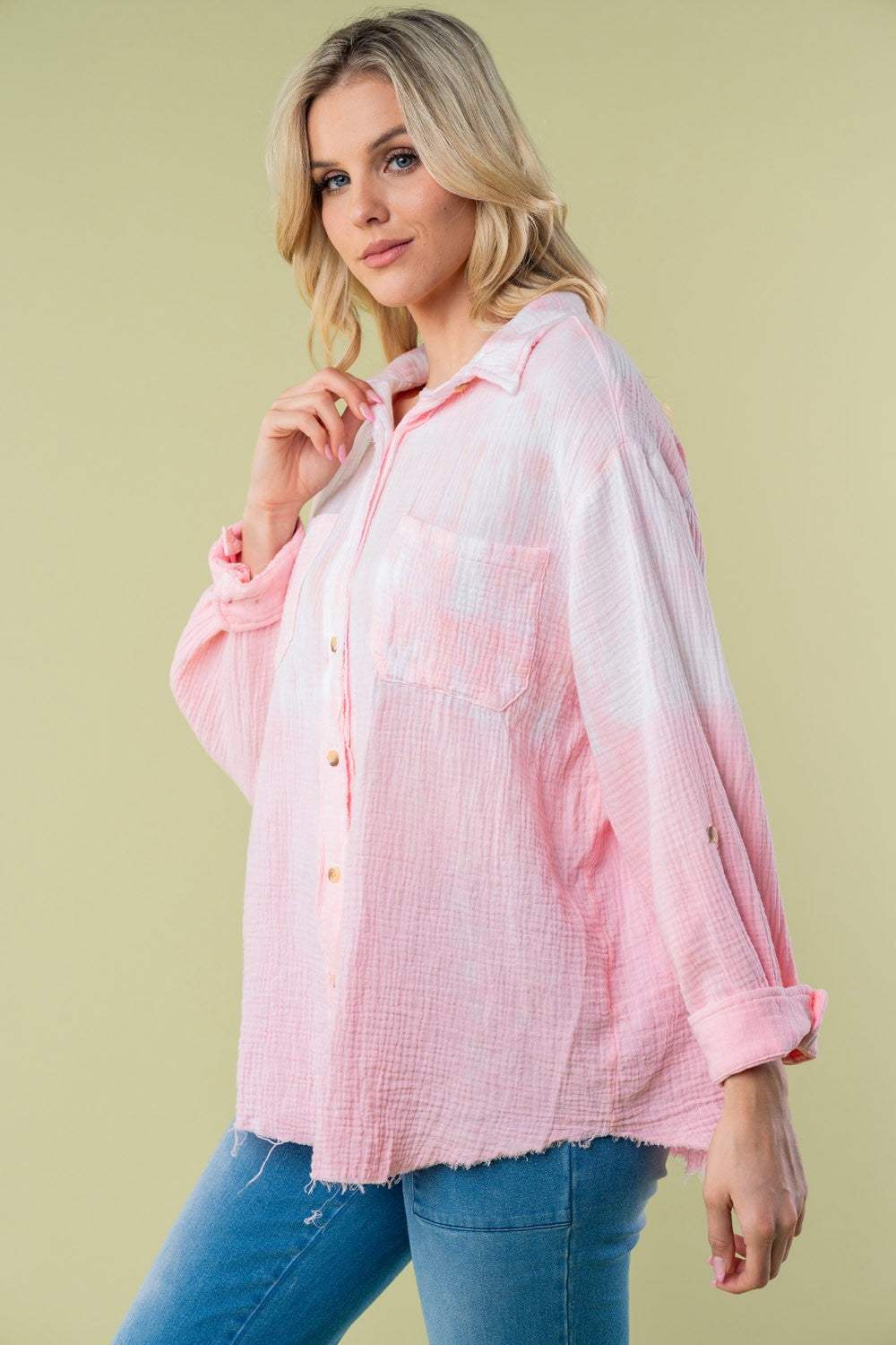 White Birch Full Size Long Sleeve Tie Dye Shirt - Trendsi - Flyclothing LLC