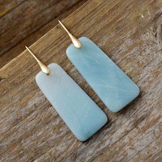 Natural Stone Geometric Shape Earrings - Trendsi