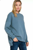 Zenana Fleece Hi-low Boyfriend Sweatshirts with Pockets - Trendsi - Flyclothing LLC