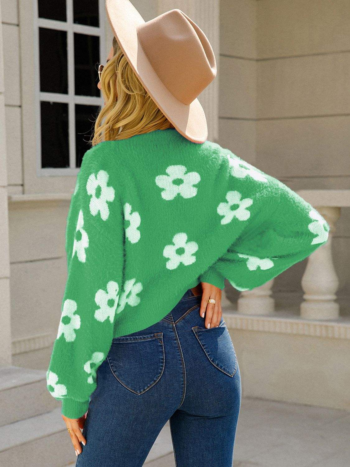Angel Wings Flower Open Front Long Sleeve Cardigan - Trendsi - Flyclothing LLC
