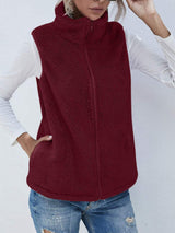 Full Size Fuzzy Zip Up Vest Coat with Pockets - Trendsi - Flyclothing LLC